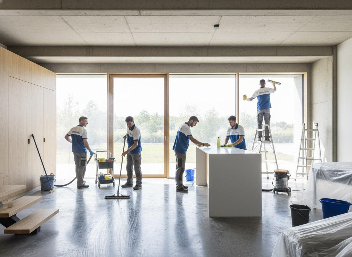 Privatreinigung eines Wohnraums mit gründlicher Reinigung nach Renovierungsarbeiten