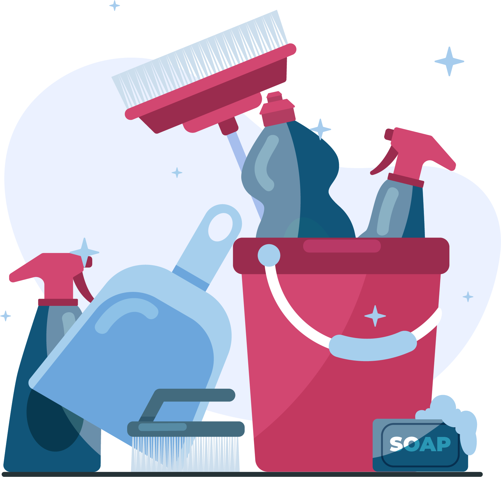 Reinigungsutensilien für professionelle Gebäudereinigung und Haushaltsreinigung